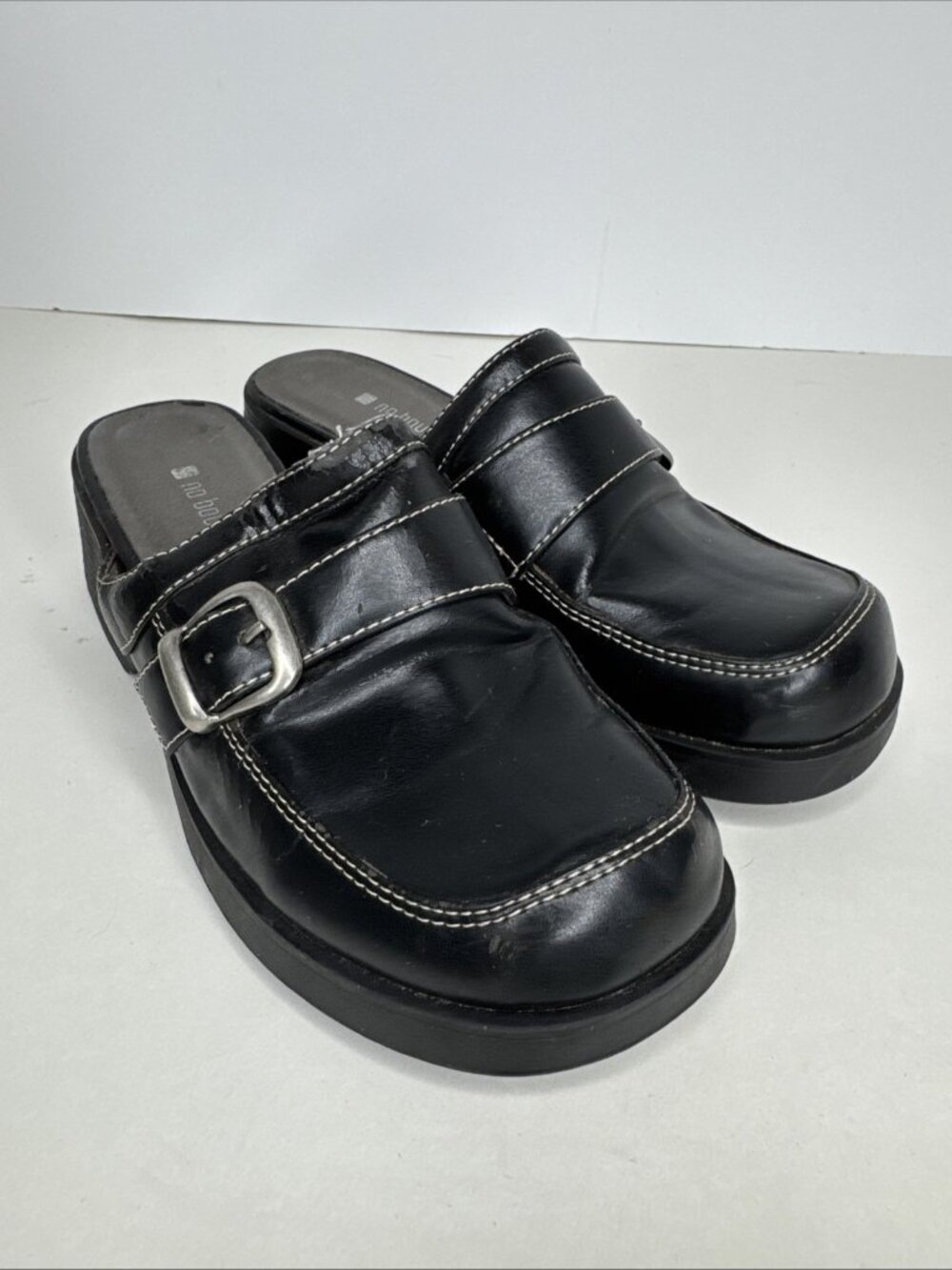 No Boundaries US 7.5 Y2K 2000s 90s Black Mules Block Chunky Heel Vintage Bratz